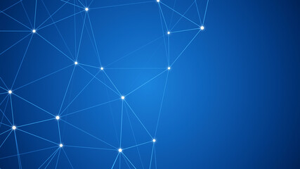 Abstract blue background with moving lines and dots. Network connection. Internet connection. Visualization of big data. 3d rendering.
