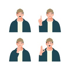 さまざまな表情の男性のイラストセット