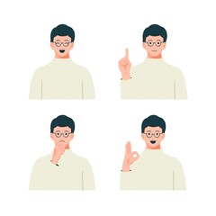 さまざまな表情の男性のイラストセット