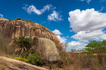 Fototapeta na wymiar Dry and rocky landscape in the countryside of Brazil