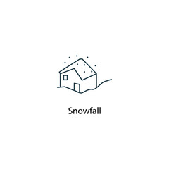 Snowfall icon thin line stock illustration. Weather forecast line icon, isolated on white background, weather stroked symbol. 