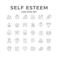 Obraz na płótnie Canvas Set line icons of self esteem