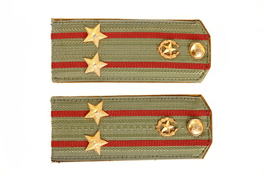 Shoulder's strap of the Soviet Army officer on white background.
