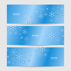 Shiny Winter Blue Snowflake design template banner