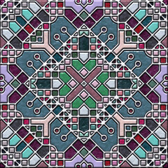 abstract art, mosaic pattern, symmetric and geometric shapes
