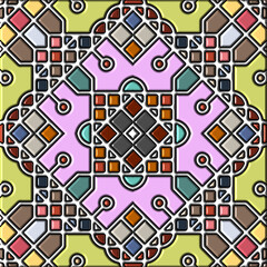 abstract art, mosaic pattern, symmetric and geometric shapes