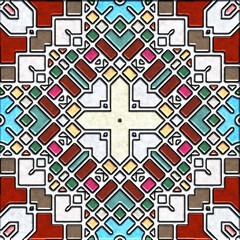 abstract art, mosaic pattern, symmetric and geometric shapes