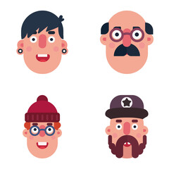 Avatars Flat Icon Set Isolated On White Background