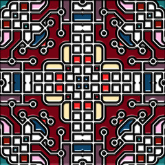abstract art, mosaic pattern, symmetric and geometric shapes