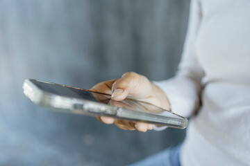 Close up Hand of Woman using Smart phone