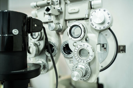 Foropter in an optician's shop. 