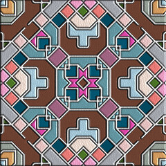 abstract art, mosaic pattern, symmetric and geometric shapes