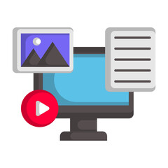 Digital Media Server Concept Vector Color Icon Design, Big data Symbol, Business intelligence Sign,Web hosting and Data Center Stock Illustration
