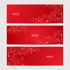 Winter Cool red Snowflake design template banner