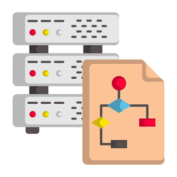 entity relationship model Concept, rdbms Vector Color Icon Design, Big data Symbol, Business intelligence Sign,Web hosting and Data Center Stock Illustration