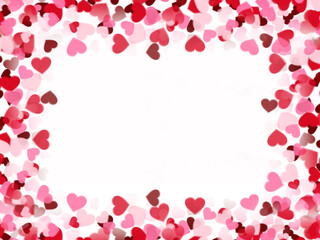 Valentine background with hearts on white background.