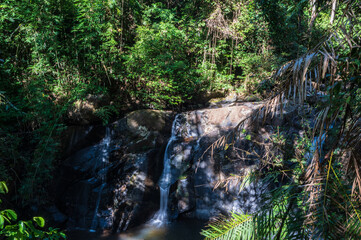 Naklejka na ściany i meble Sapan waterfall nan Thailand.Sapan is Small and tranquil Village in the mountain.