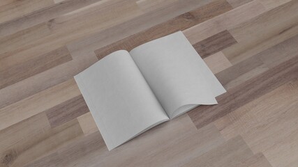 White magazine on wooden background