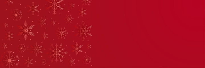 Fototapeta na wymiar Snowy Dark red Snowflake design template banner