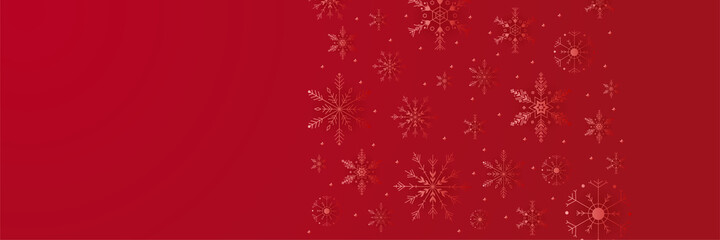 Snowy Dark red Snowflake design template banner
