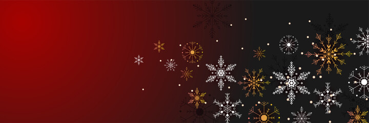 Elegant winter red Snowflake design template banner