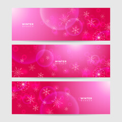 Winter Cool pink Snowflake design template banner