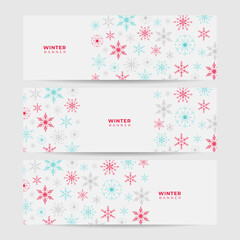 Snowy clear white Snowflake design template banner