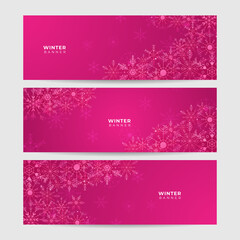Fototapeta na wymiar Winter Cool pink Snowflake design template banner
