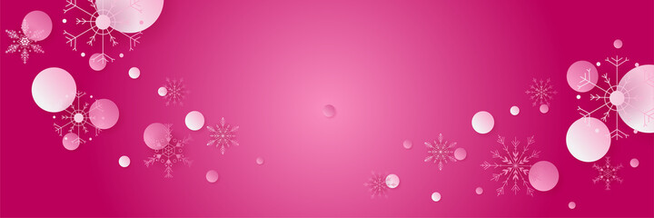 Snowy christmas pink Snowflake design template banner