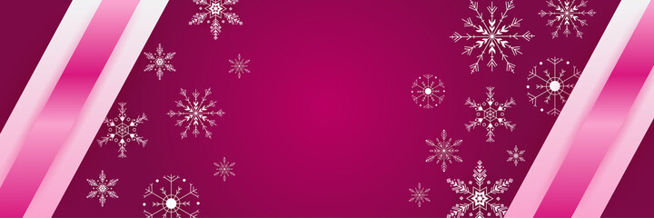 Snowy Cool pink Snowflake design template banner