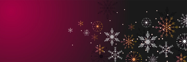 Elegant winter dark pink Snowflake design template banner