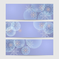 Winter Cool purple Snowflake design template banner