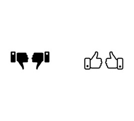 Dislike and like icon flat. Black pictogram on white background. Vector illustration symbol and bonus button