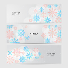 Snowy clear white Snowflake design template banner