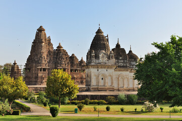 Fototapeta na wymiar Western Temples of Khajuraho. UNESCO world heritage site. Madhya Pradesh, India. 