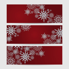Winter Dark red Snowflake design template banner