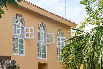 Luxury villa in modern design in a tropical garden.