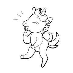 Cute Unicorn vector Sticker design. Pony Cartoon Character. Kawaii Unicorn emoji design.