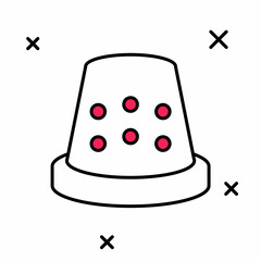 Filled outline Thimble for sewing icon isolated on white background. Vector