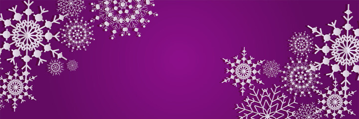 Winter Dark purple Snowflake design template banner