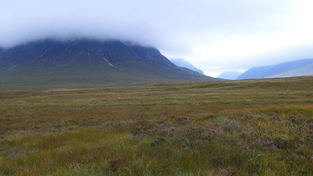 Mountain tops hidden in the clouds in the Scottish highlands.
