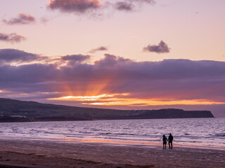 sunset on the beach at Ayr