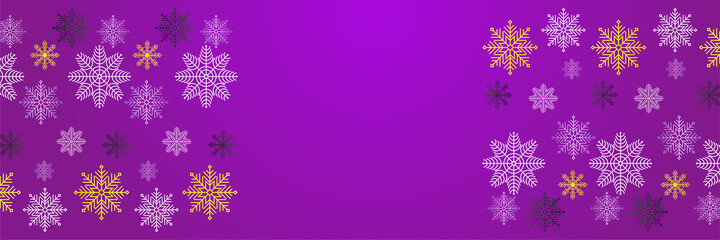 Winter purple Snowflake design template banner