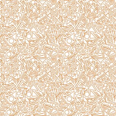 Seamless abstract geometric pattern. Simple background on beige, light brown, white colors. Illustration. Lines. Ethnic style. Design for textile fabrics, wrapping paper, background, wallpaper, cover.