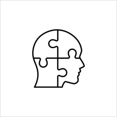 People head with puzzles elements black vector icon on white background