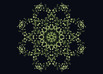 Mandala aus gr&uuml;nen Zweigen und Laubwerk