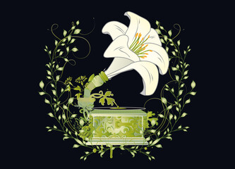 außergewöhnliches Lilien Blüten Grammophon © namosh