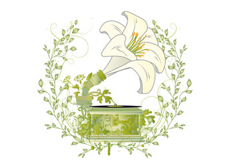 außergewöhnliches Lilien Blüten Grammophon © namosh