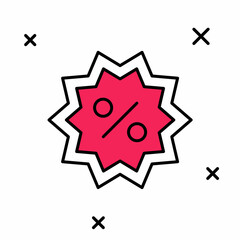 Filled outline Discount percent tag icon isolated on white background. Shopping tag sign. Special offer sign. Discount coupons symbol. Vector