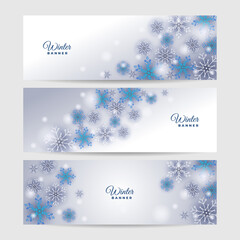 christmas snow Blue grey Snowflake design template banner